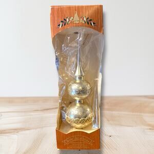 Vintage Krebs Glas Lauscha 13” Silver Glass Christmas Tree Topper Germany